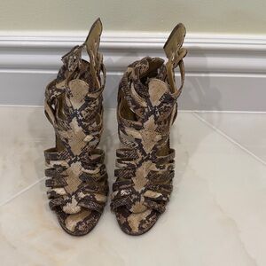 Manolo Blahnik Brown Snakeskin Heels